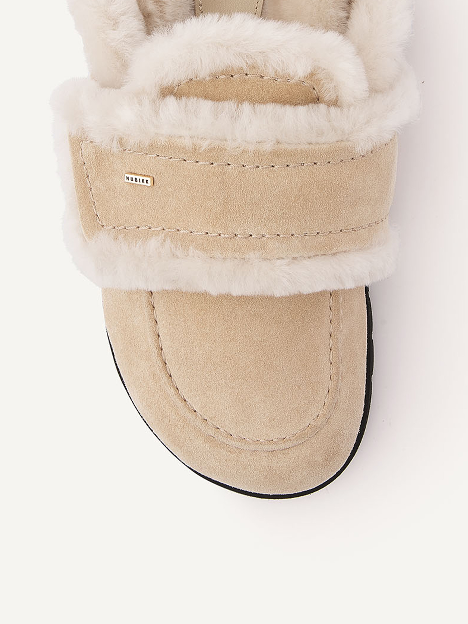 Teddy Furry | Beige Suede Slippers for Women