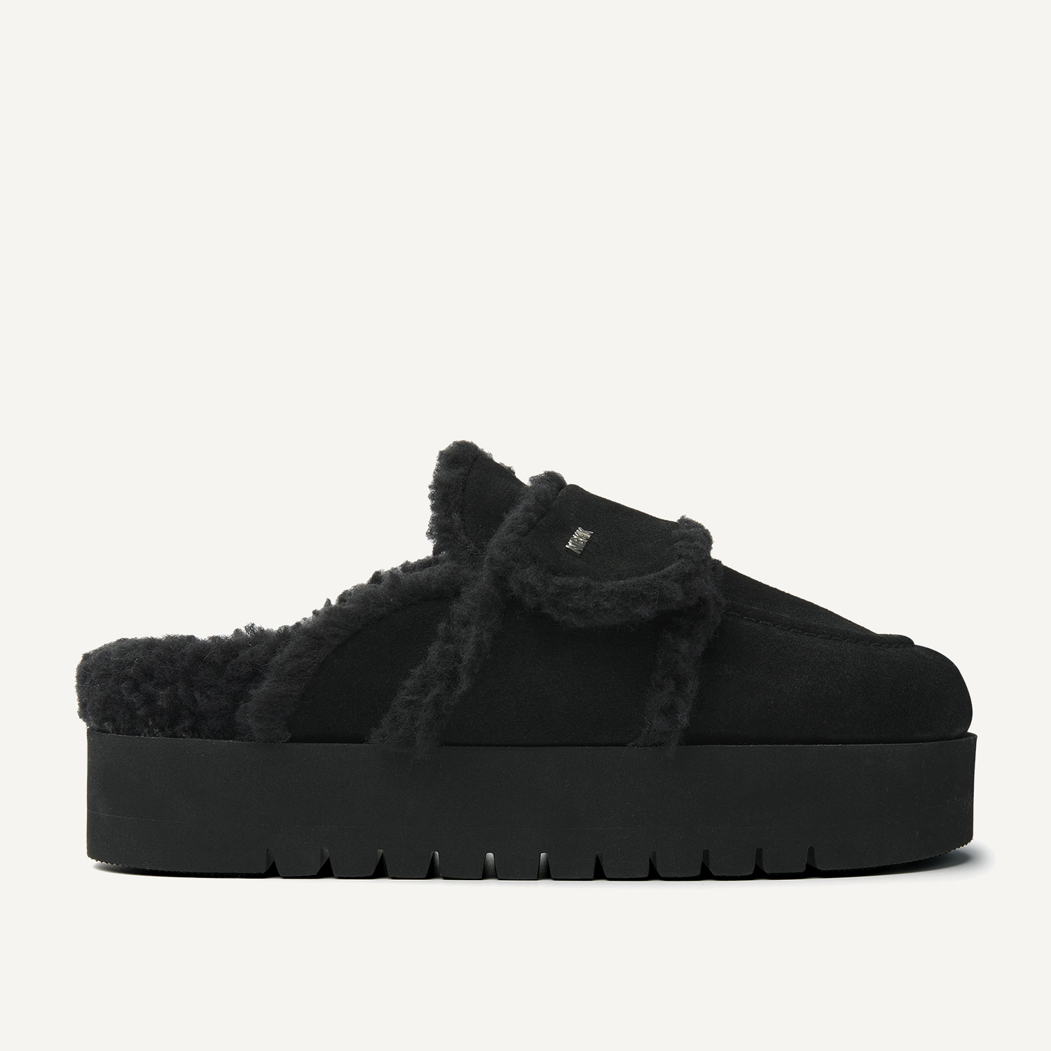 Teddy Chunky Fur | Black Raven Slippers for Women