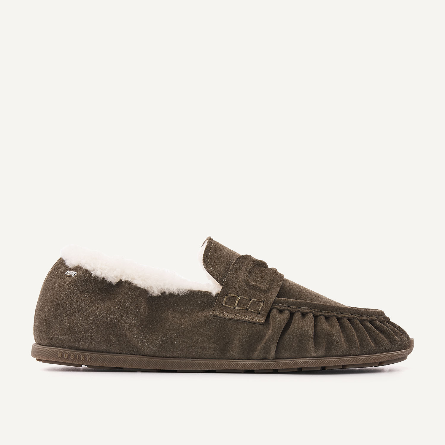 Riley Mio Fur | Dunkelgrüne Wildleder Loafer für Damen