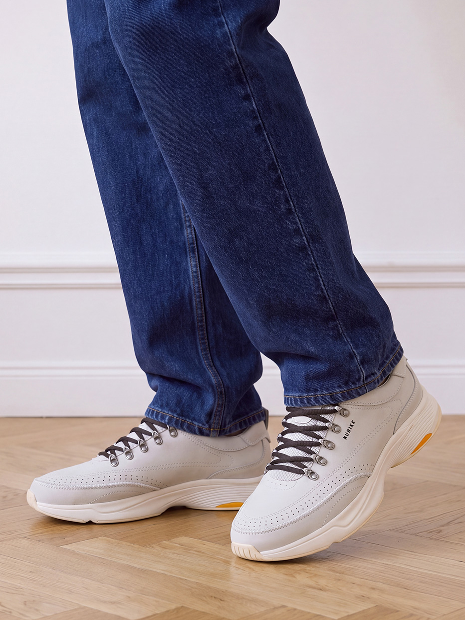 Nero Reese | Hellgraue Leder Sneakers für Herren