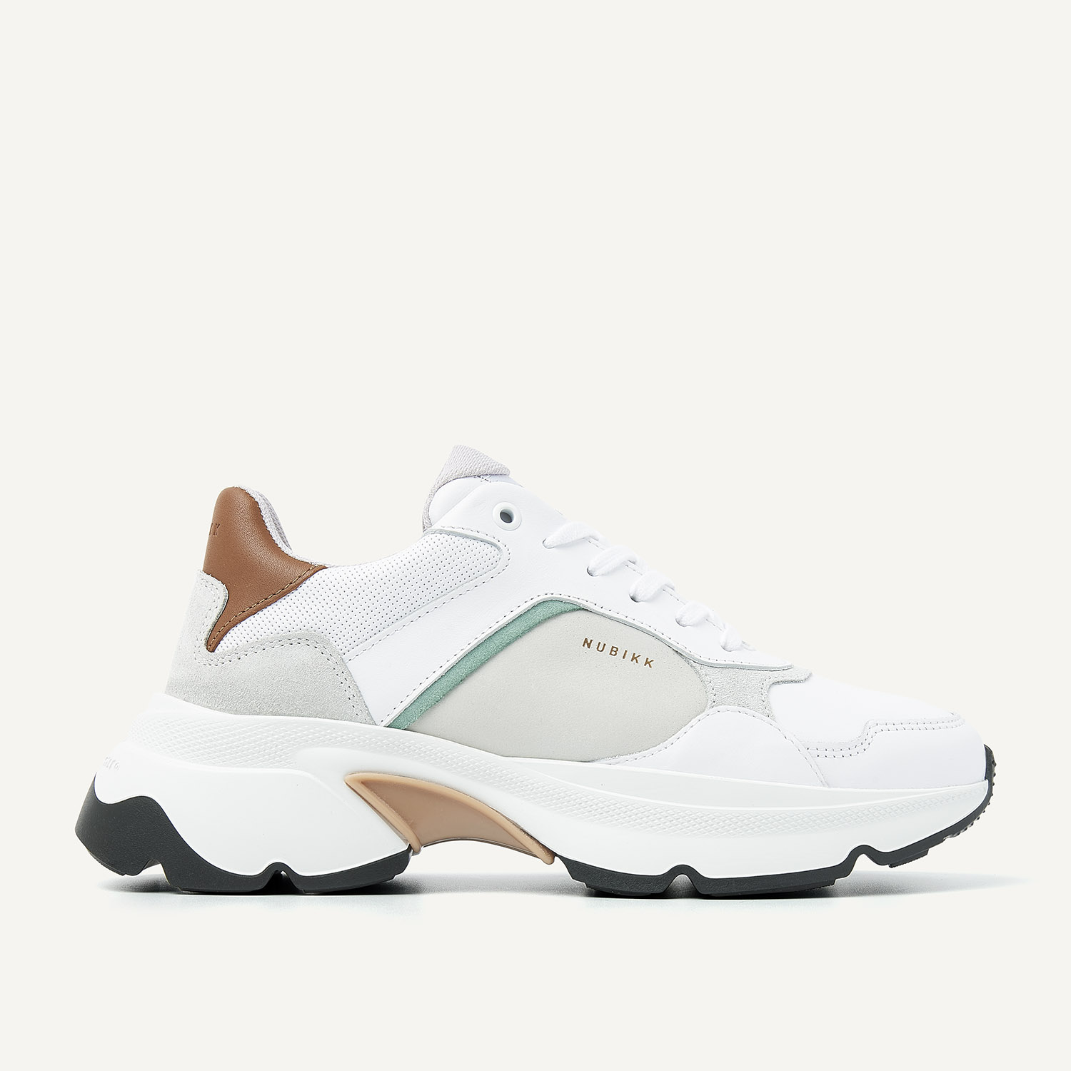 Ross Jaden II | Weiße Combi Cognac Sneakers für Damen