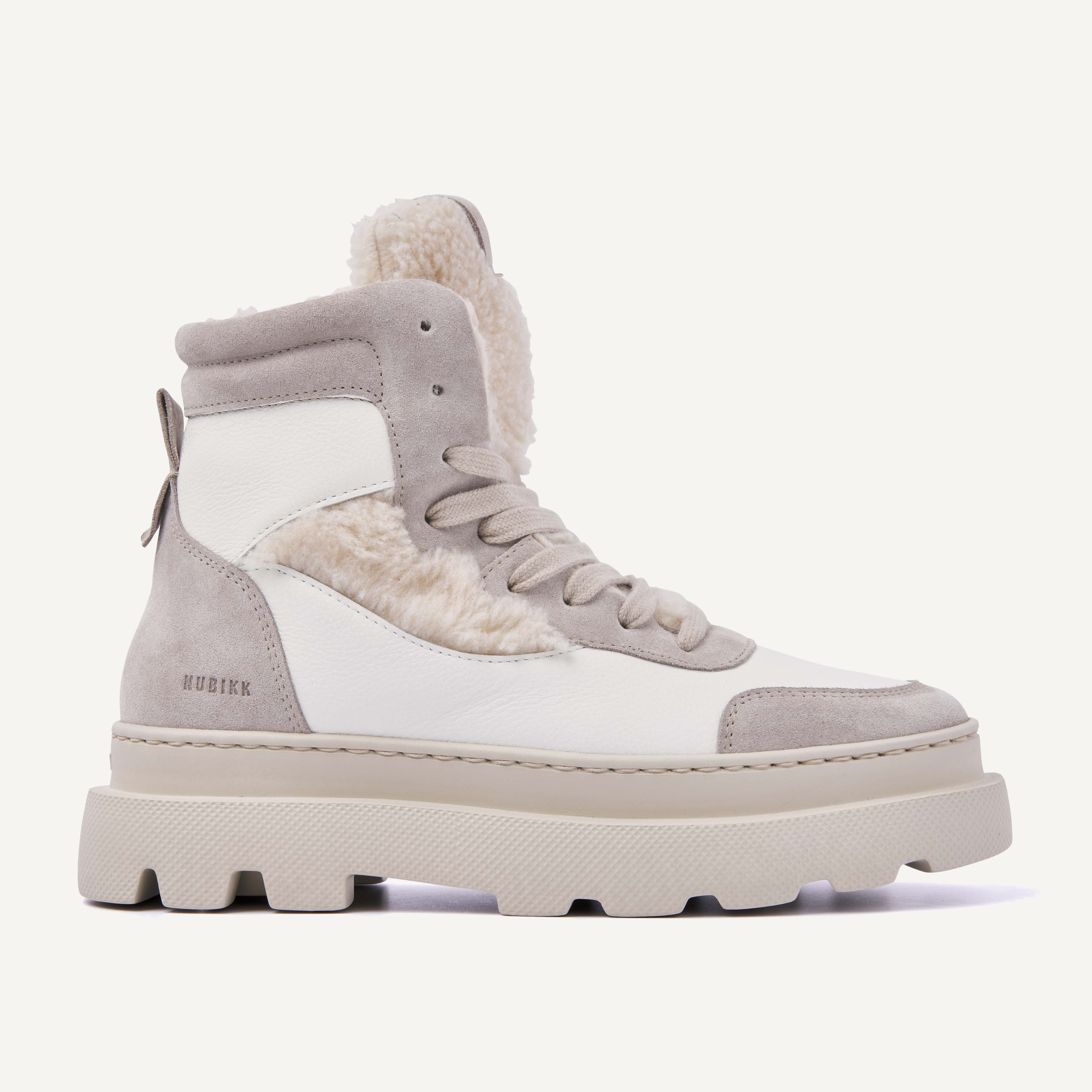 Monro Macy Fur | White High-Top Sneakers