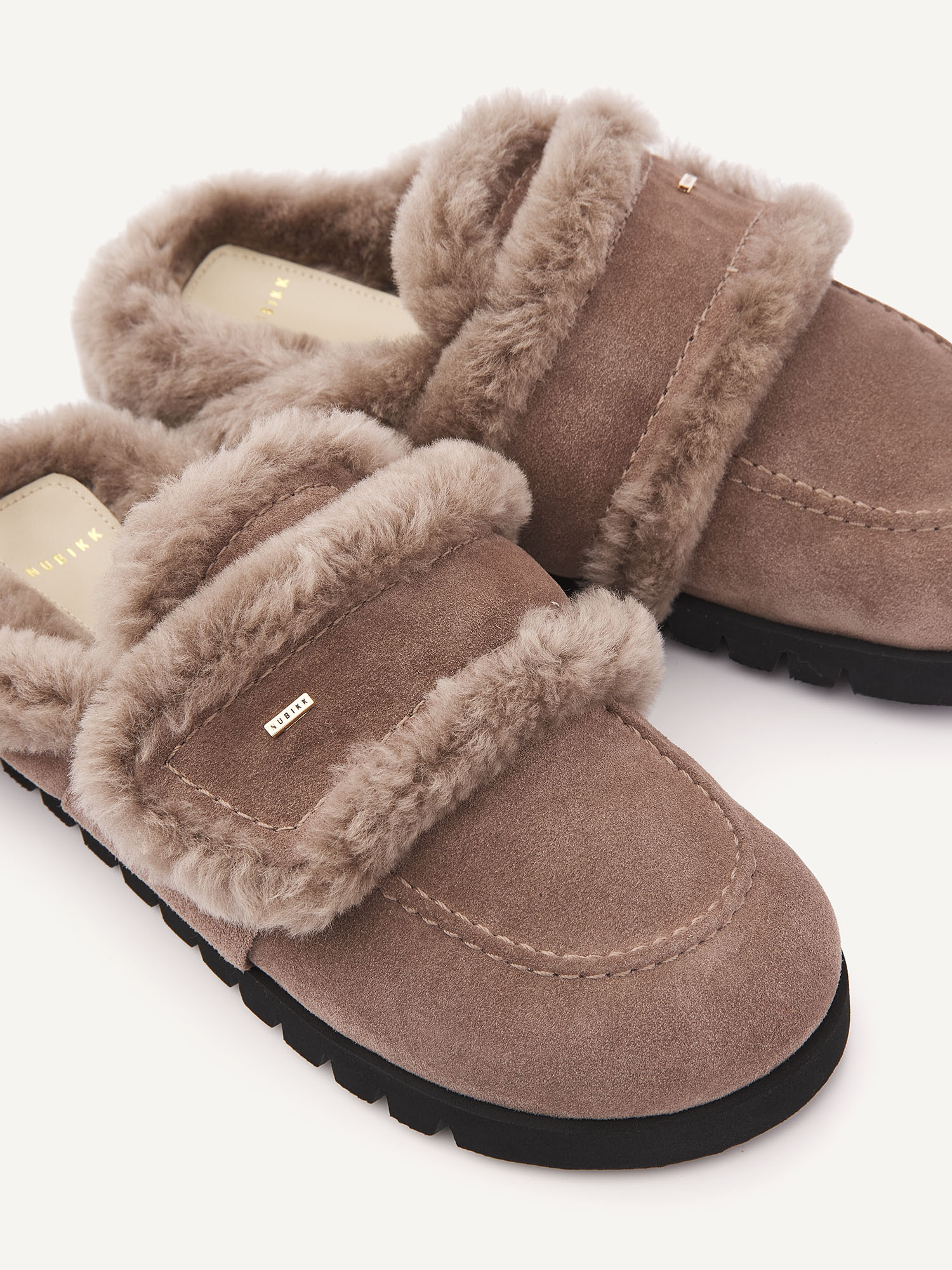 Teddy Furry | Grey Suede Slippers for Women