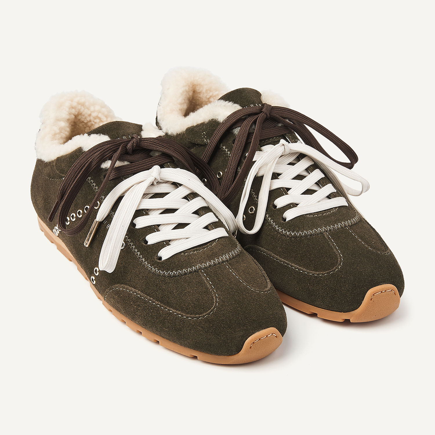 Billy Lou Fur | Grüne Wildleder Sneakers für Damen