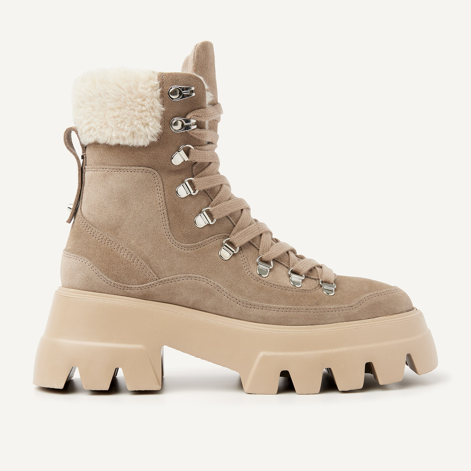 Flore Montagne Fur | Taupe Suede Boots voor Dames