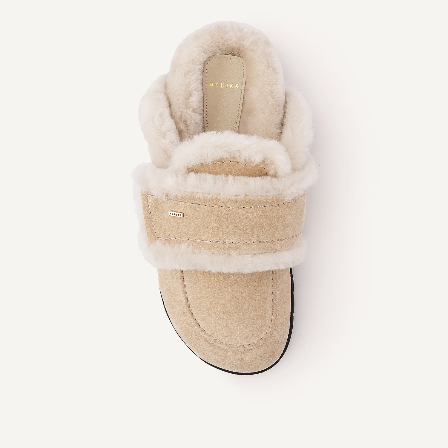 Teddy Furry | Beige Suede Slippers for Women