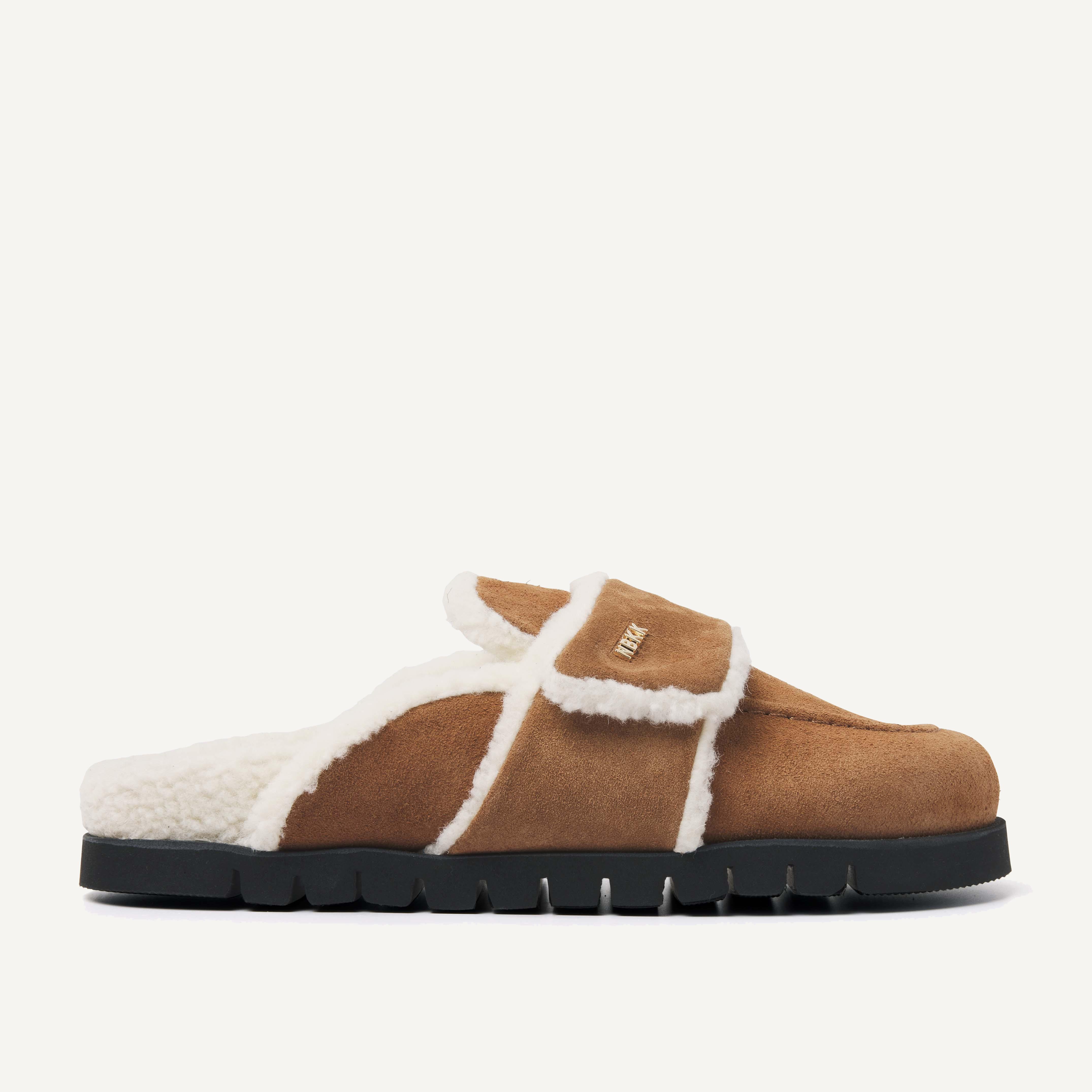 Teddy Fur | Cognac Suede Slippers for Women