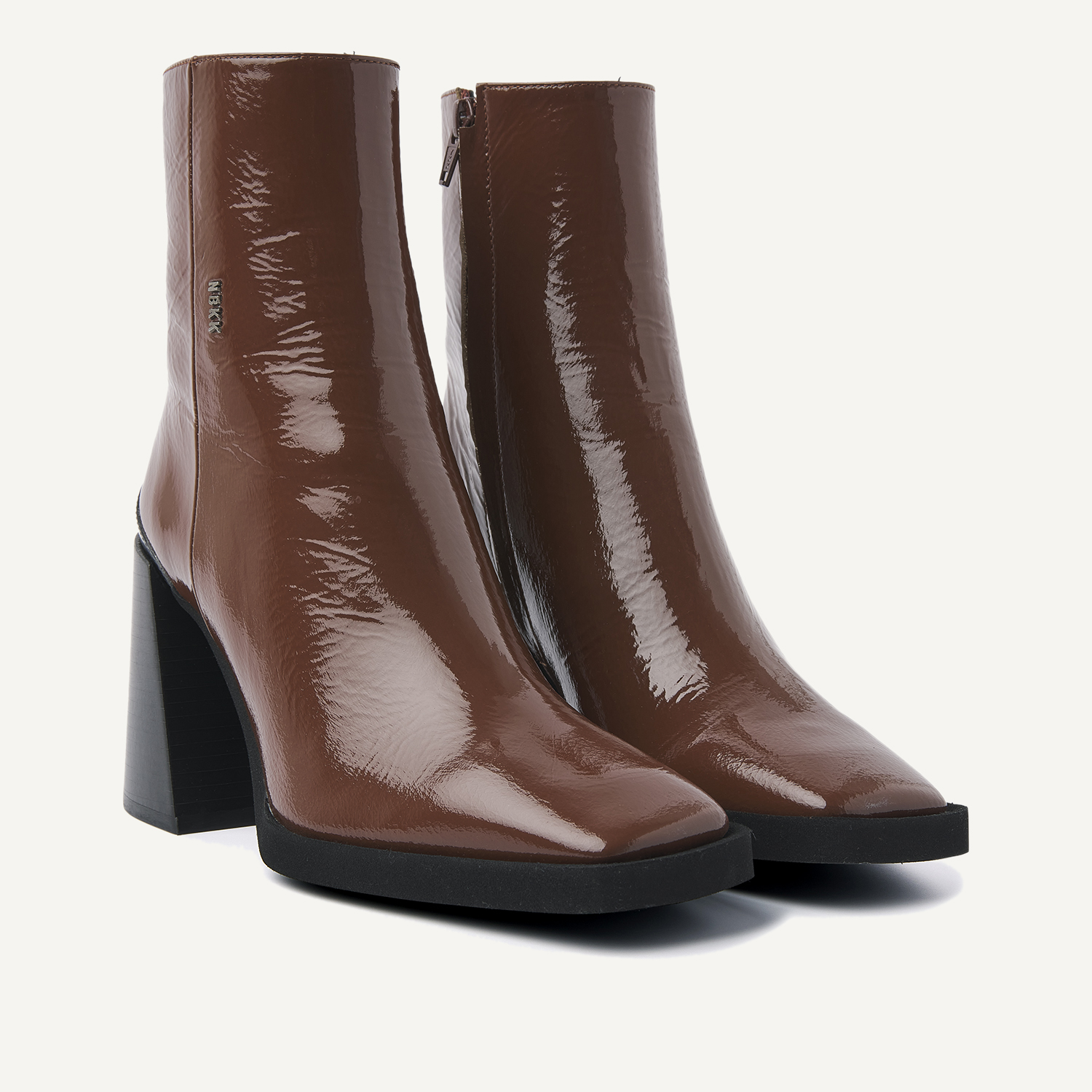 brown patent leather boots