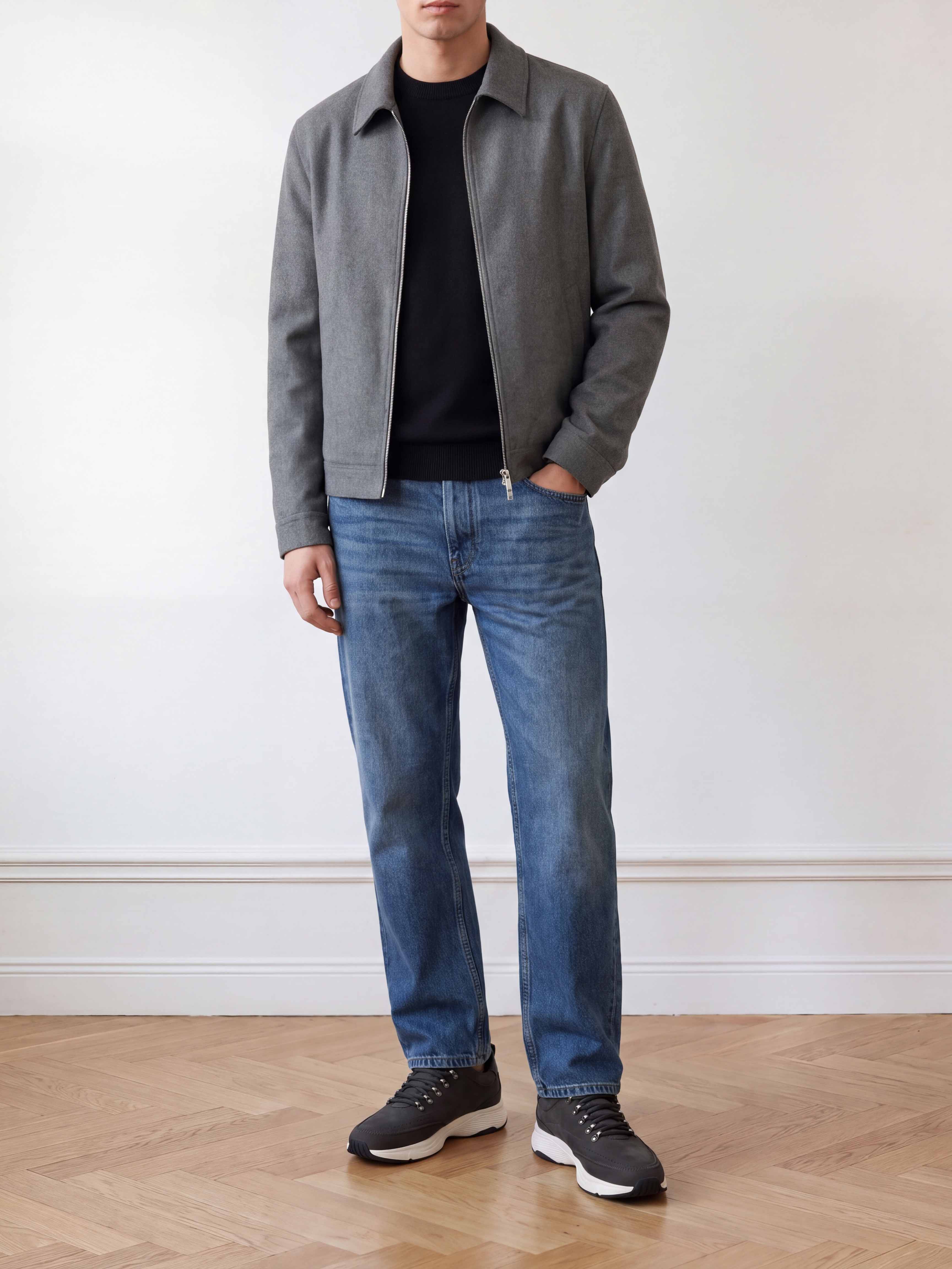 Nero Reese | Grey Leather Sneakers for Men